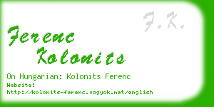 ferenc kolonits business card
